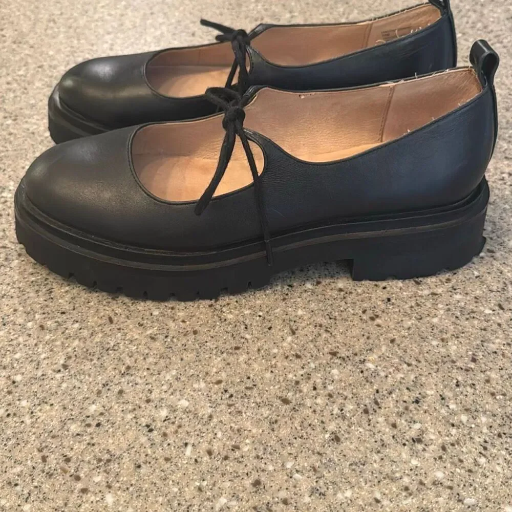 STEVE MADDEN Landon Black Lug Sole Ballet Platform Mary Jane